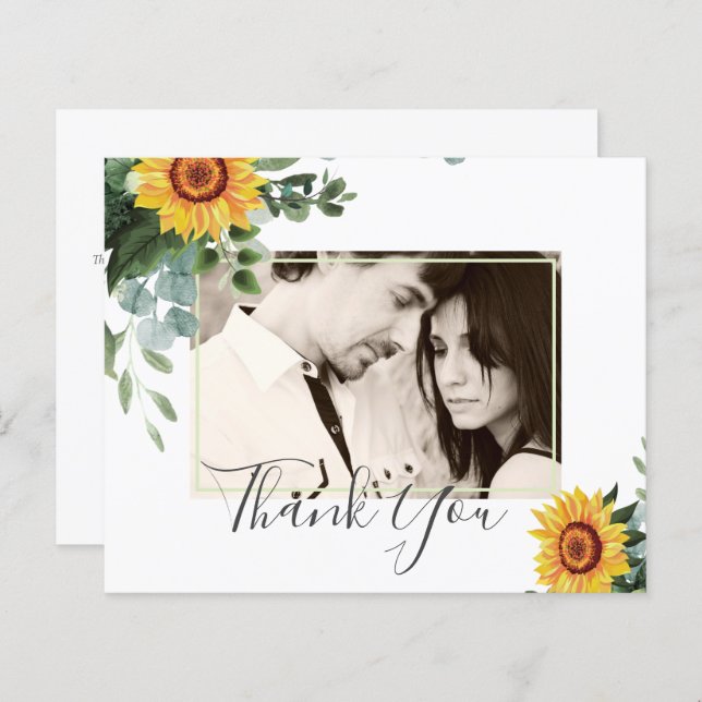 Rústicos Girassóis Eucalyptus Deixa Casamento (Frente/Verso)