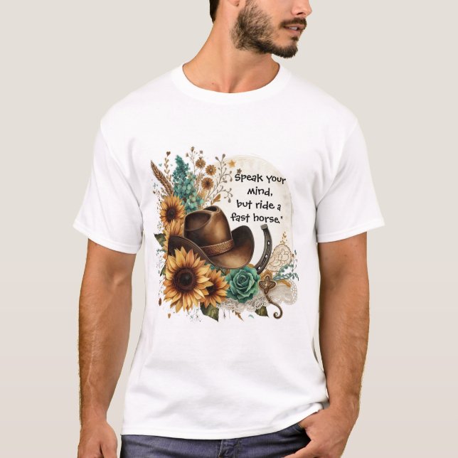 Rústicos Girassóis Fale sua mente Homens T-Shirt (Frente)