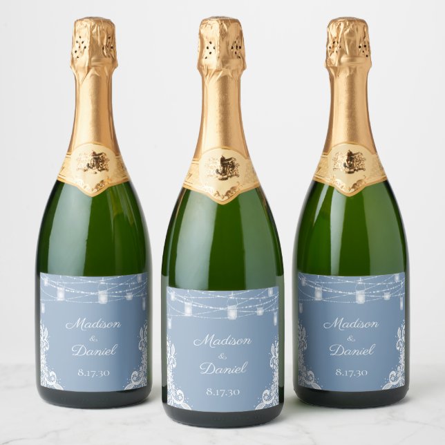 Rústicos Rótulos de Vinho Espumante Azul Poeirento (Garrafas)