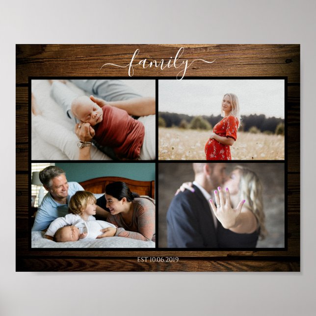 Rustikal Kundenspezifisches Familie Foto Poster (Frente)