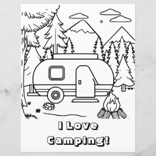 RV Camper e Campfire Página de Coloração