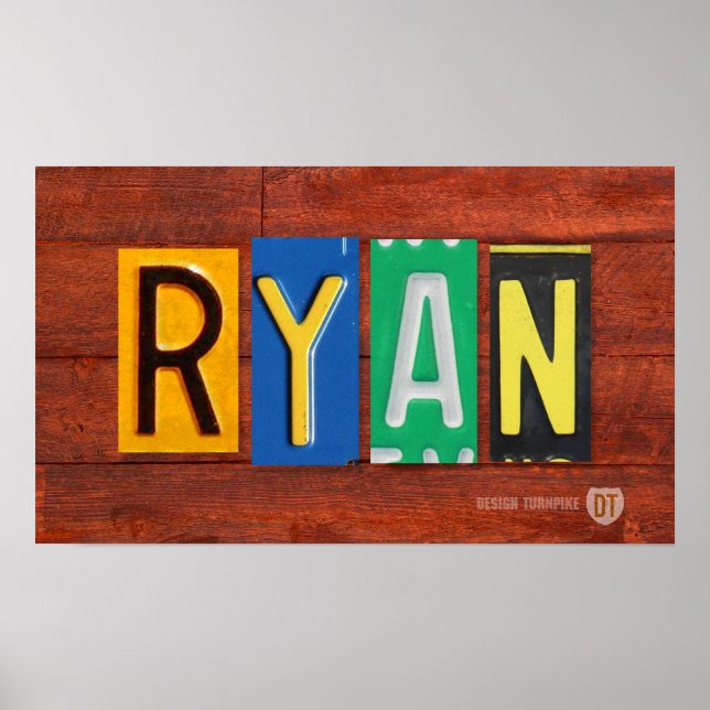 RYAN License Plate Lettering Name Sign Poster (Frente)