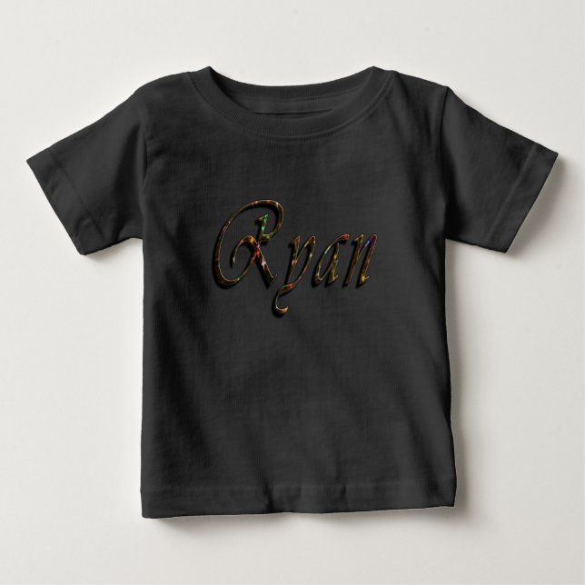 Ryan, nome, logotipo, camiseta preta do bebê (Frente)