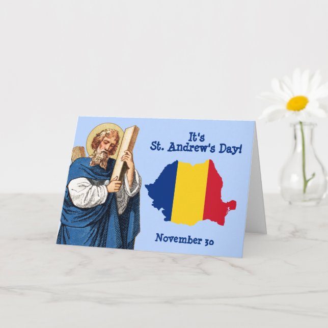 S. André e Mapa com a Bandeira da Romênia Cartão d (Planta pequena)