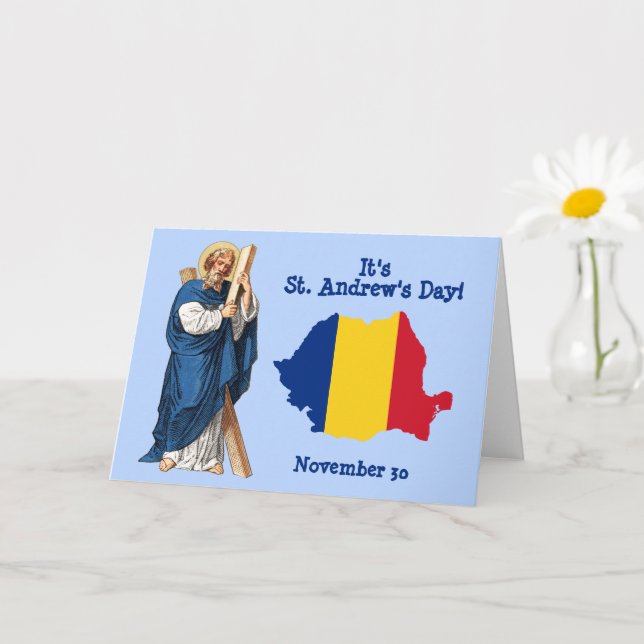 S. André e Mapa com a Bandeira da Romênia Cartão d (Planta pequena)