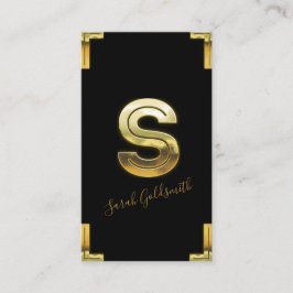 S Inicial e Cartão de visita de Bordas Douradas