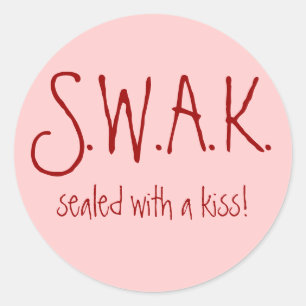 S.W.A.K. selado com um beijo! etiqueta