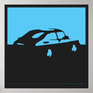 Saab 900 SPG/Aero - azul no poster do preto do