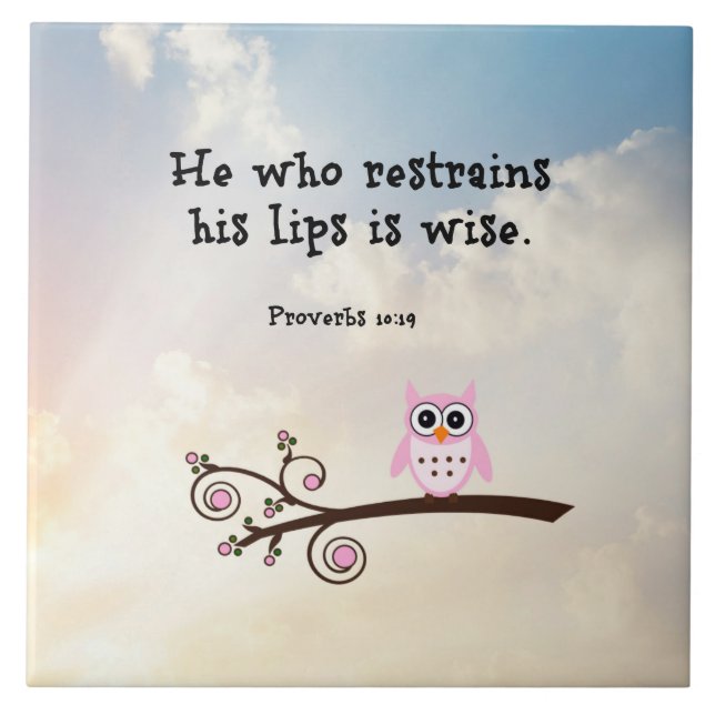 Sabedoria - Provérbios 10:19, Azulejo cerâmico (Frente)