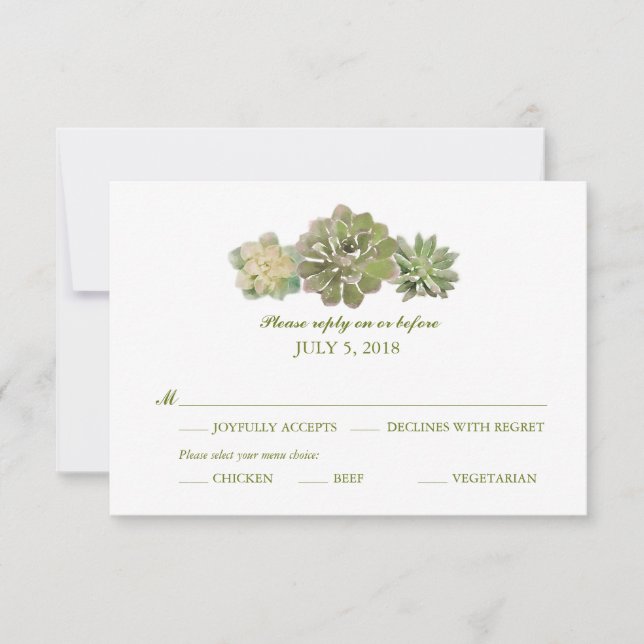 Sábio | RSVP Wedding da aguarela dos Succulents do (Frente)