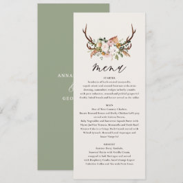 sábio verde menu de casamento elegante cor-de-rosa