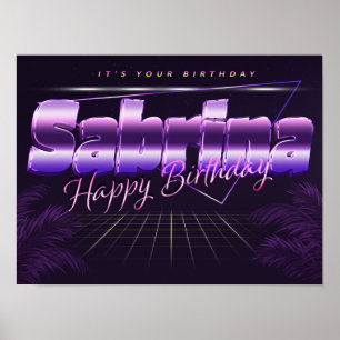 Sabrina Name Vorname lila retro Poster Geburtstag