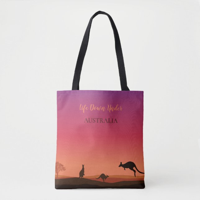 Saca de Tote Tema Canguru Austrália Vida Debaixo (Frente)