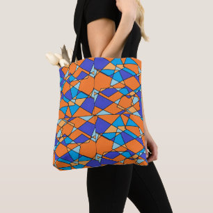 Saca Laranja e Azul Tote ou Bolsa transversal Geom