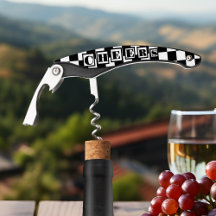 Saca-rolhas de vinho preto e branco clássico