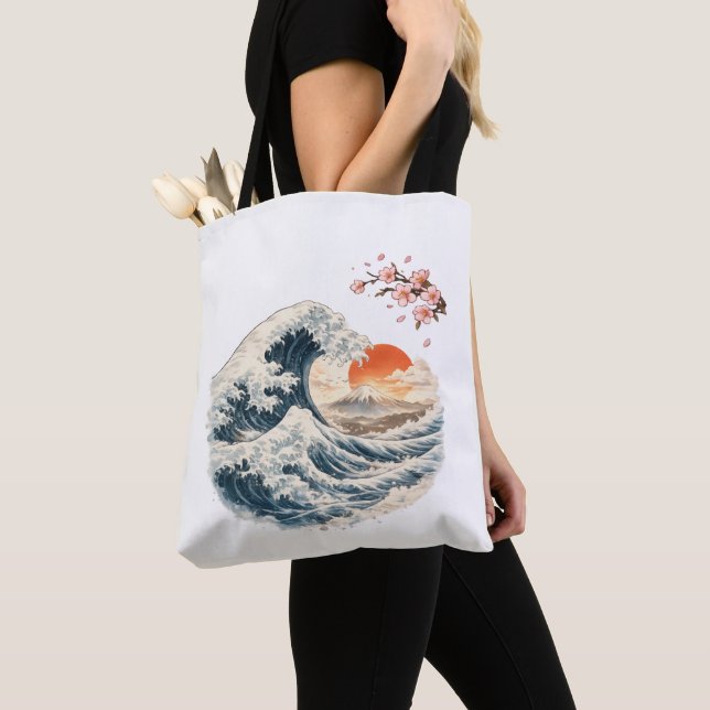 Saca Tote da Grande Onda Japonesa com Flor de Cere (Close Up)