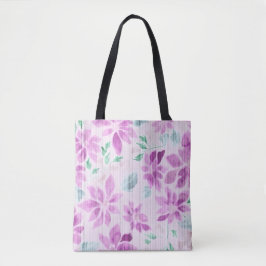 Saca Tote de Padrão Floral em Aquarela Rosa Suave