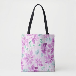 Saca Tote de Padrão Floral em Aquarela Rosa Suave