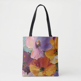 Saca Tote de Pintura Floral Impasto Vibrante