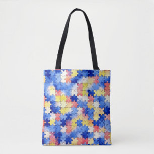 Saca Tote de Puzzle de Aquarela Peças de Cor