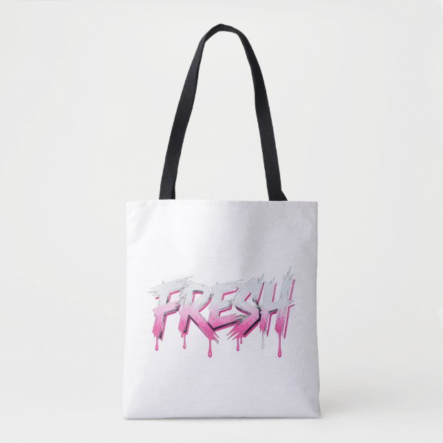 Saca Tote Grafite de Tinta Rosa Fresca Pingando (Frente)