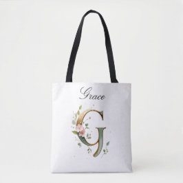 Saca Tote Personalizada com Letra G Floral em Dour