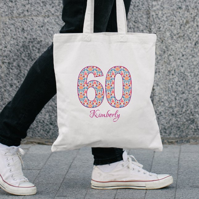 Saco de 60 anos, moderno bolsa floral personalizad (Criador carregado)