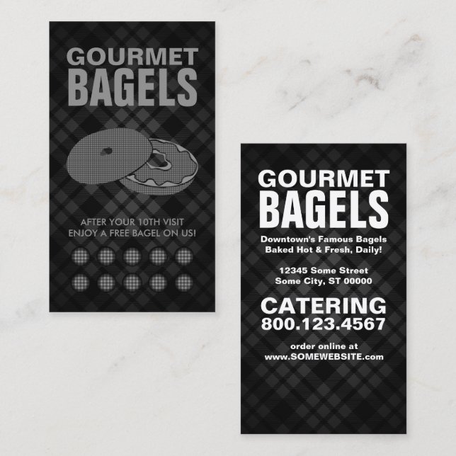 saco de bagels xadrez cartão de fidelidade (Frente/Verso)
