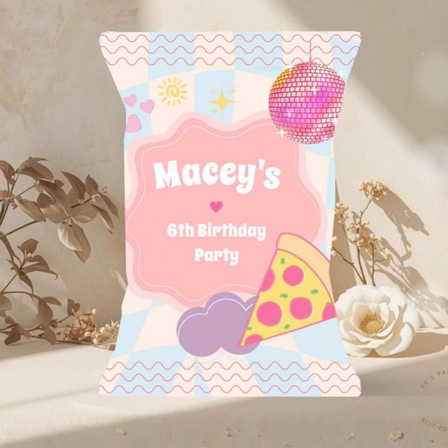 Saco de Batata Frita de Favor de Festa de Aniversá (pizza party chip bag, pizza birthday favor bag, retro pizza party favors, groovy pizza birthday, kid)
