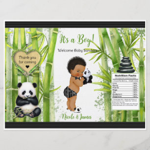 Saco de Batata Frita Tema Panda Bamboo Bebê Menino