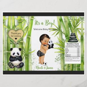 Saco de Batata Frita Tema Panda e Bambu Bebê Menin