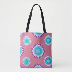 Saco de mão com padrão de flores alegres – Tote co