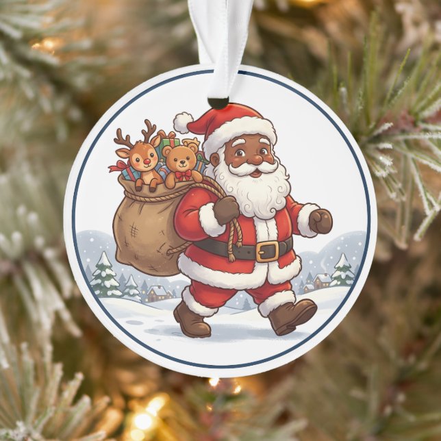 Saco de Natal do Papai Noel Negro com Ornamento de (Árvore)