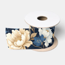 Saco de Presente Flores Vitorianas Azul