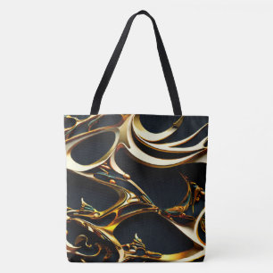 Saco de Tote Árabe Preto e Dourado