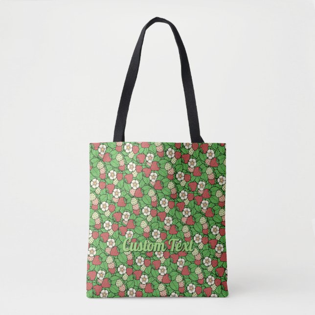 Saco de Tote com Padrão de Fundo de Morango (Frente)