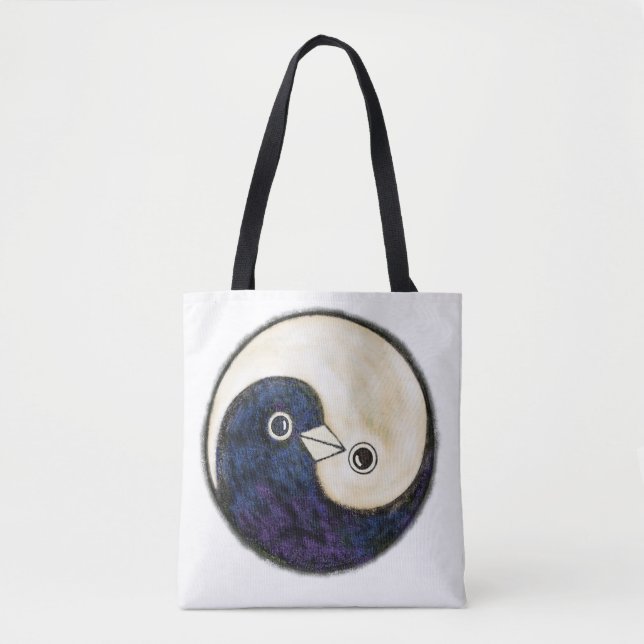 Saco de Tote com Yin Yang doves design (Frente)