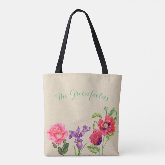 Saco de Tote das Flores de Verão Personalizadas (Verso)