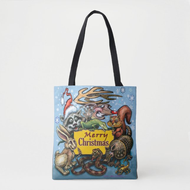 Saco de Tote de Animais de Natal (Frente)
