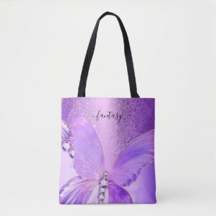 Saco de Tote de Borboleta Roxa Na moda Elegante