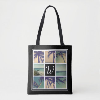 Saco de tote de colagem de fotos com nome personal