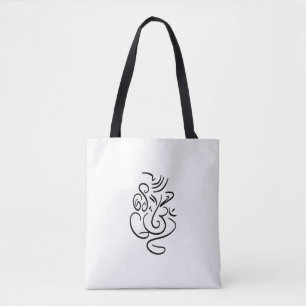 Saco de Tote de Contorno Preto Ganesh & Aum