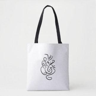 Saco de Tote de Contorno Preto Ganesh & Aum