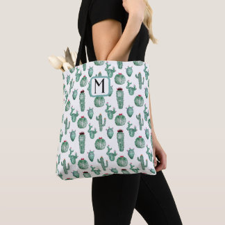 Saco de Tote de Design de Cactus, Personalize Mono