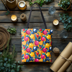 Saco de Tote de Fruta Colorida Personalizado com C