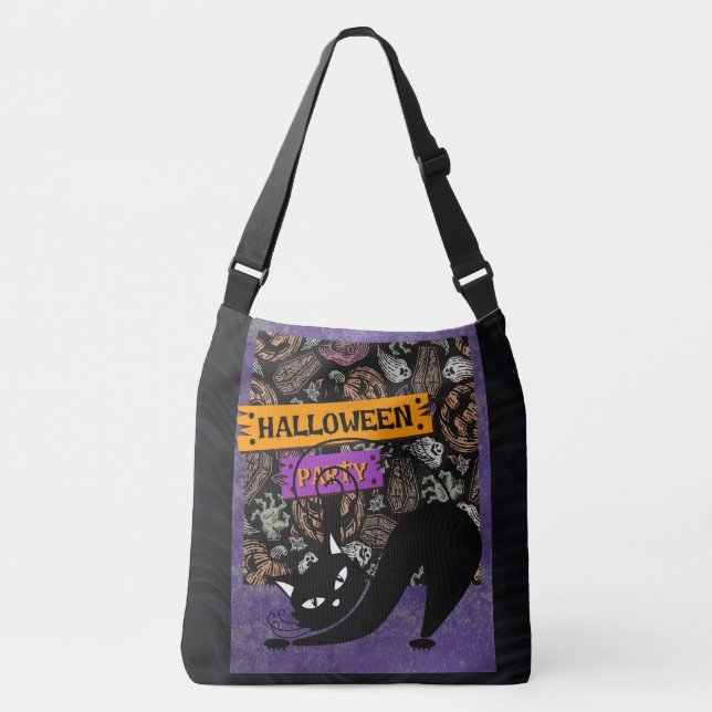 Saco de Tote de Gato Negro e Halloween (Frente)