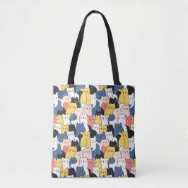 Saco de Tote de Padrão de Gato Multicolorido - Est