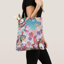 Saco de Tote de Padrão Floral Japonês