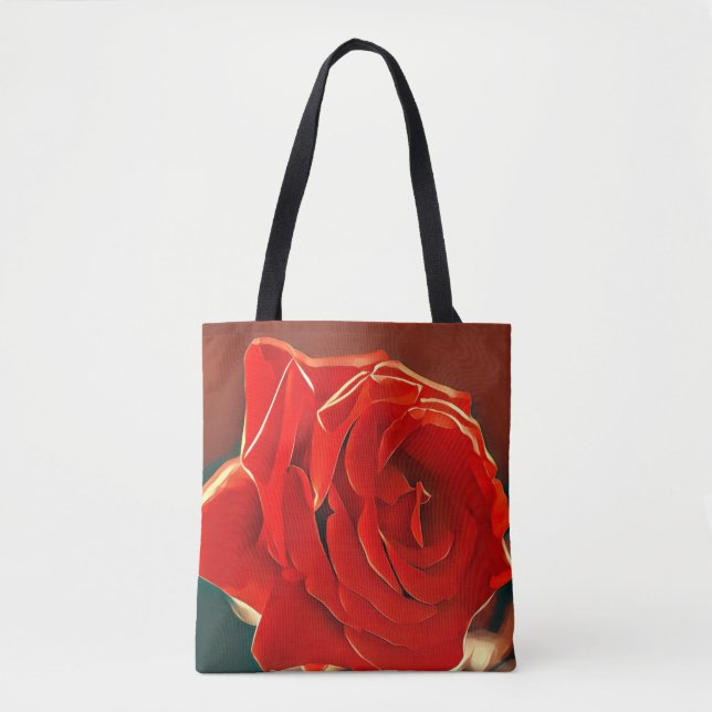 Saco de Tote de Rosa vermelha Estilizado (Frente)