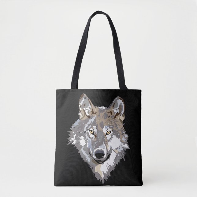 saco de tote de rosto de lobo (Frente)
